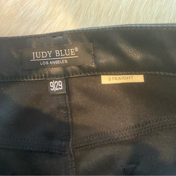 Judy Blue Straight Black Tanya Tummy Control Faux Leather Vegan Pants - Picture 4 of 10